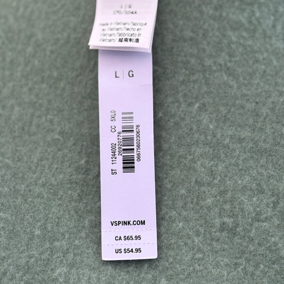 NWT Victoria’s Secret Pink Full zip-up Hoodie Green XL wishing You Were Here - Picture 6 of 8